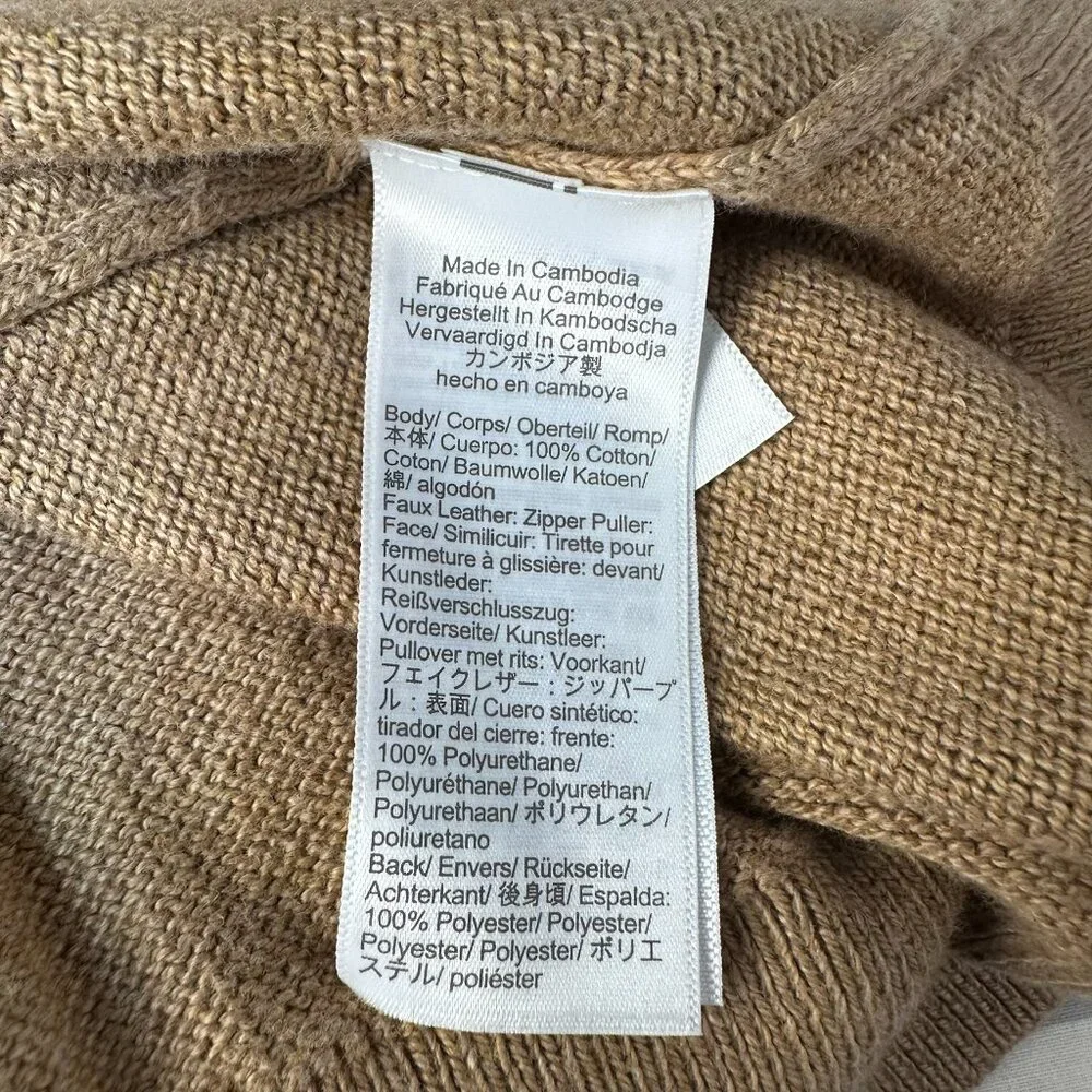 J. Crew Men's Cotton Half Zip Mock Neck Knit Pullover Sweater Top Size XXL Brown